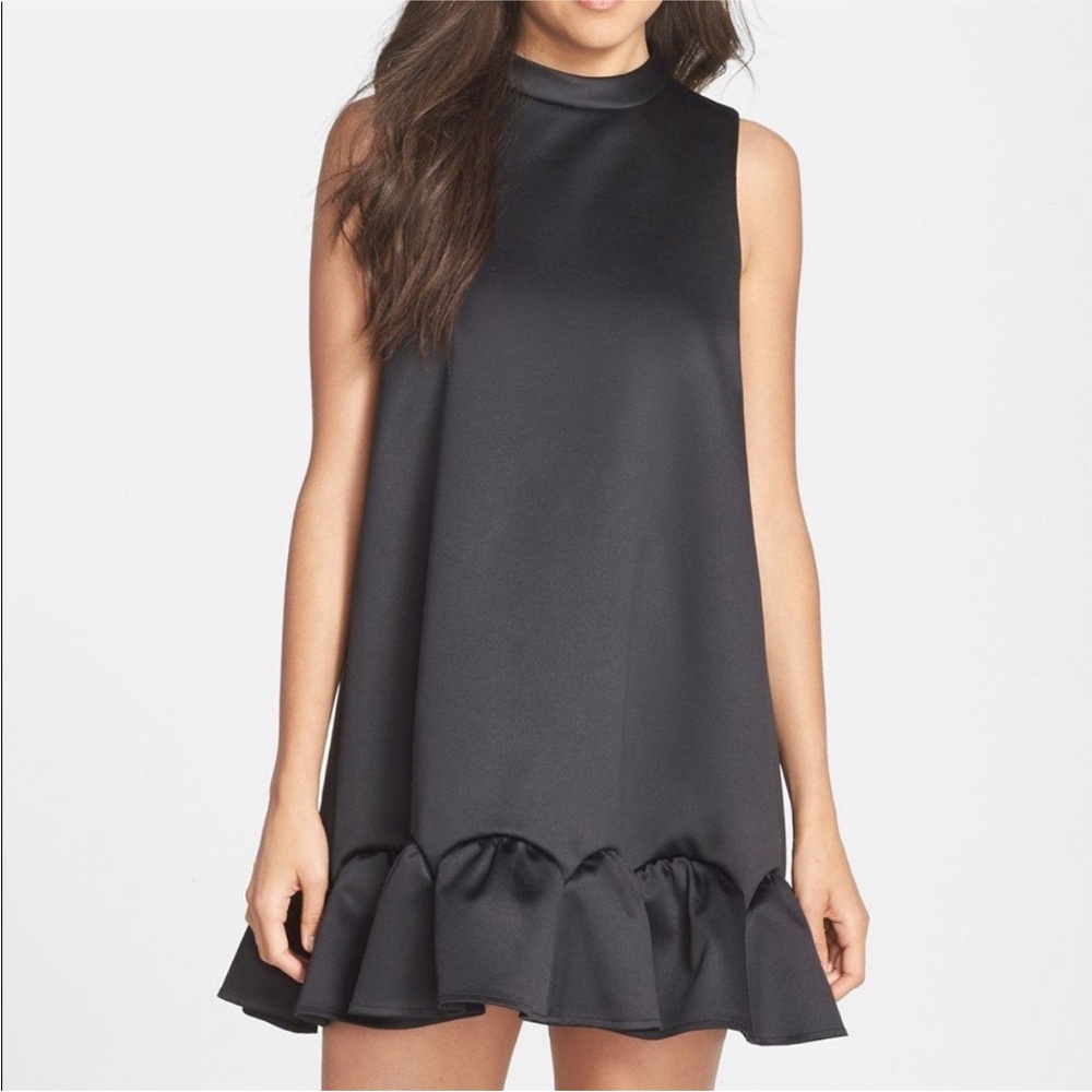Rachel Zoe Black Ruffle Hem Mini Dress
